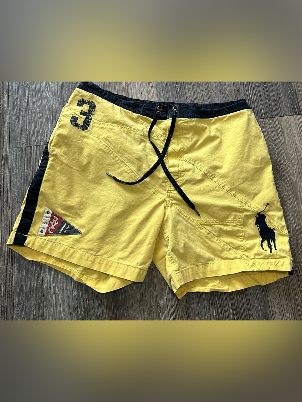 Polo by Ralph Lauren Yellow Athletic Swim Shorts with Black Trim